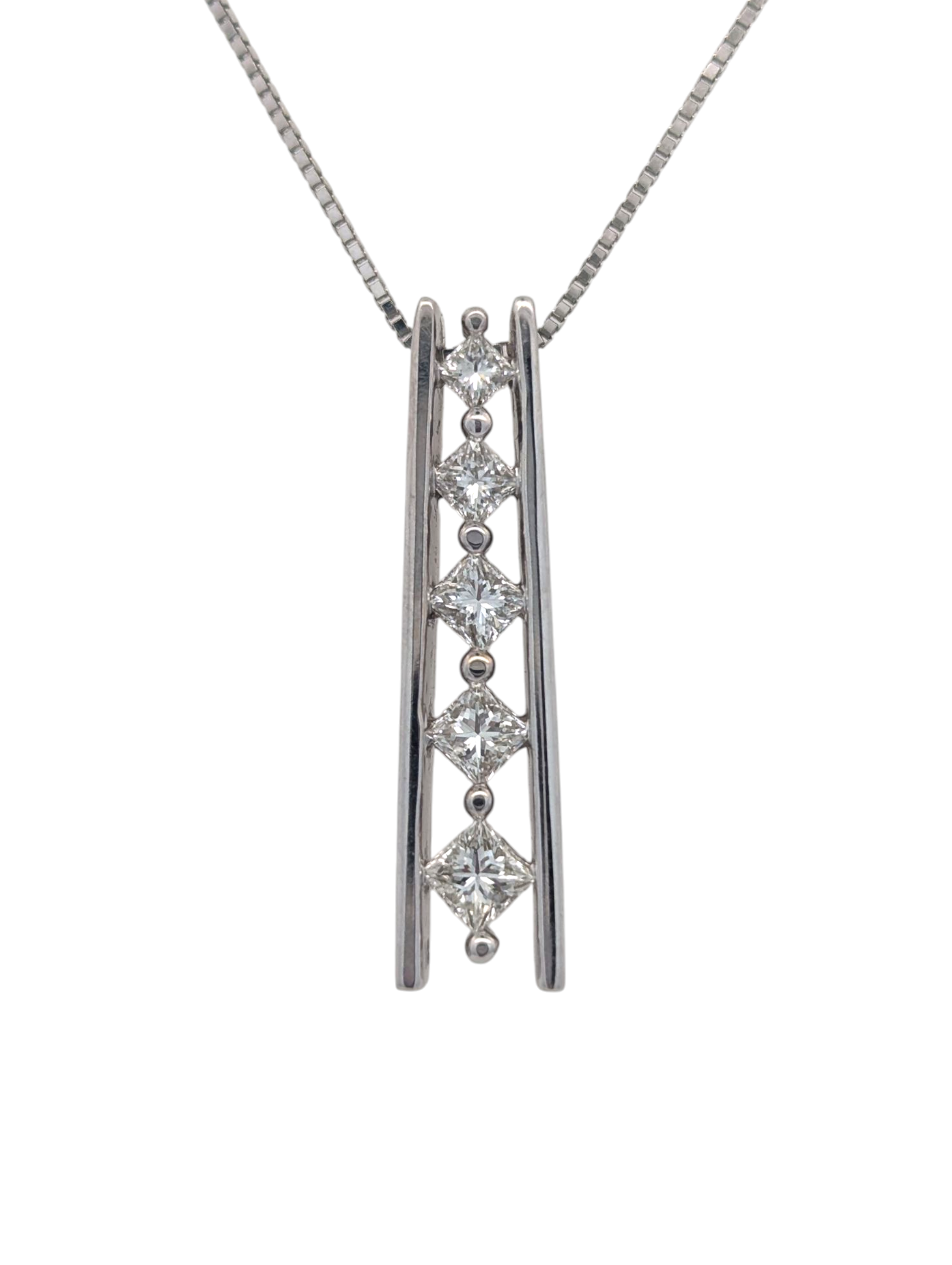 Vintage Diamond and 14K White Gold Slide Pendant