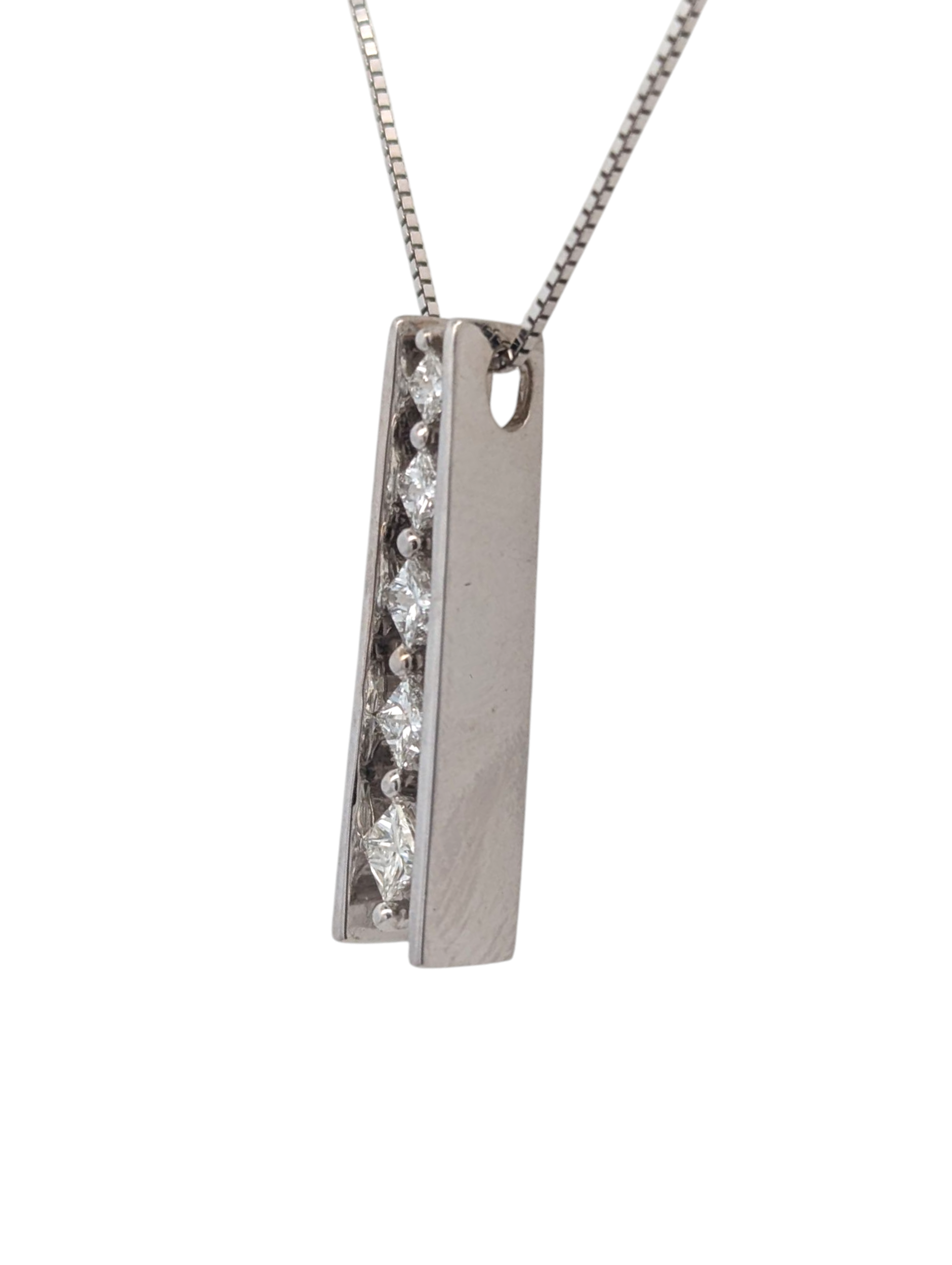 Vintage Diamond and 14K White Gold Slide Pendant