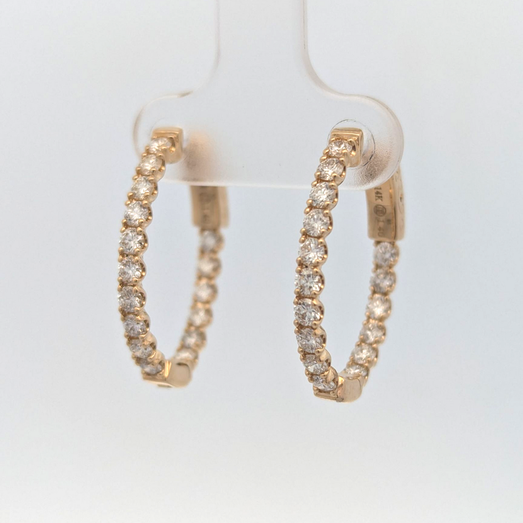 14K Yellow Gold Diamond Hoops