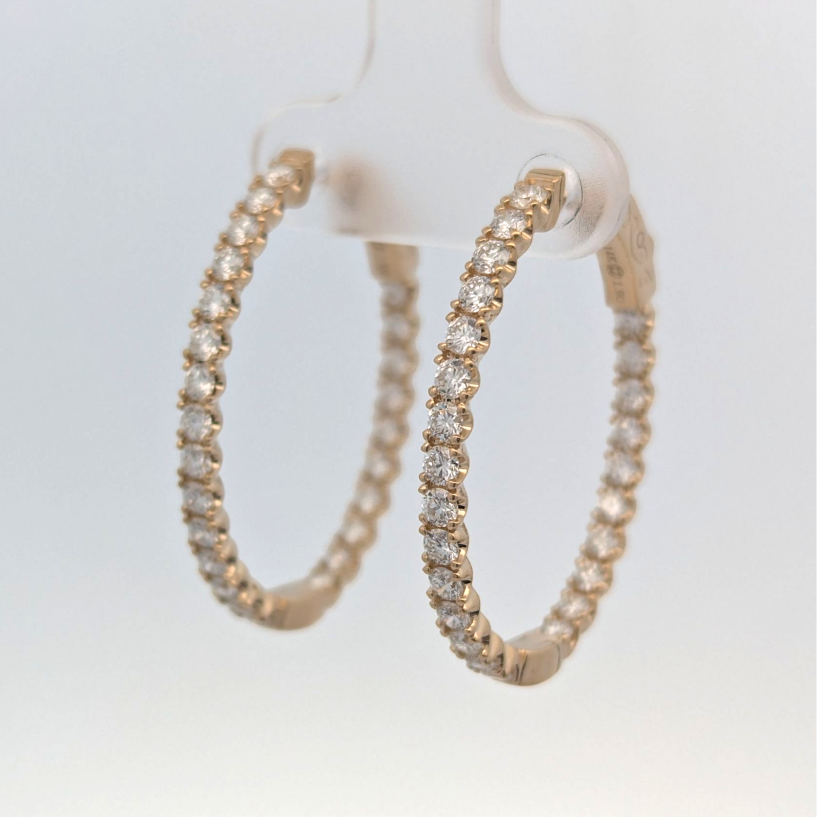 14K Yellow Gold Diamond Hoops