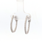 14K White Gold Diamond Hoops