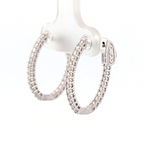 14K White Gold Diamond Hoops