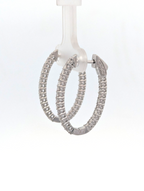 14K White Gold Diamond Hoops