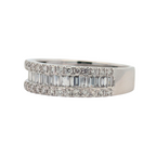 14K White Gold Round and Baguette Diamond Band