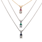 Gemstone-Accented Diamond Pendant in 14K Gold