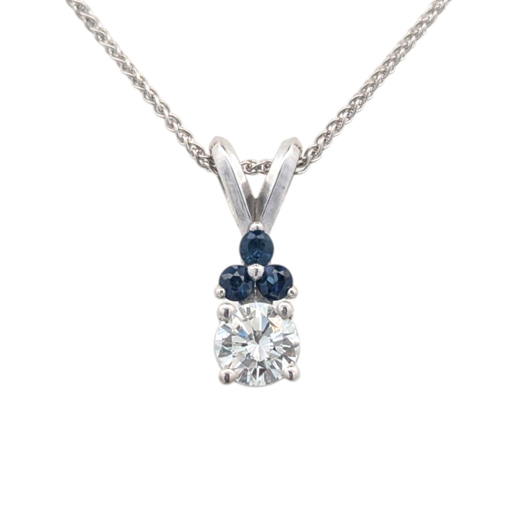 Gemstone-Accented Diamond Pendant in 14K Gold