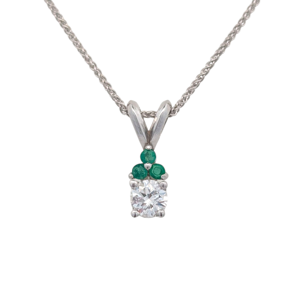 Gemstone-Accented Diamond Pendant in 14K Gold