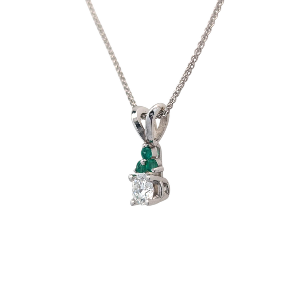 Gemstone-Accented Diamond Pendant in 14K Gold