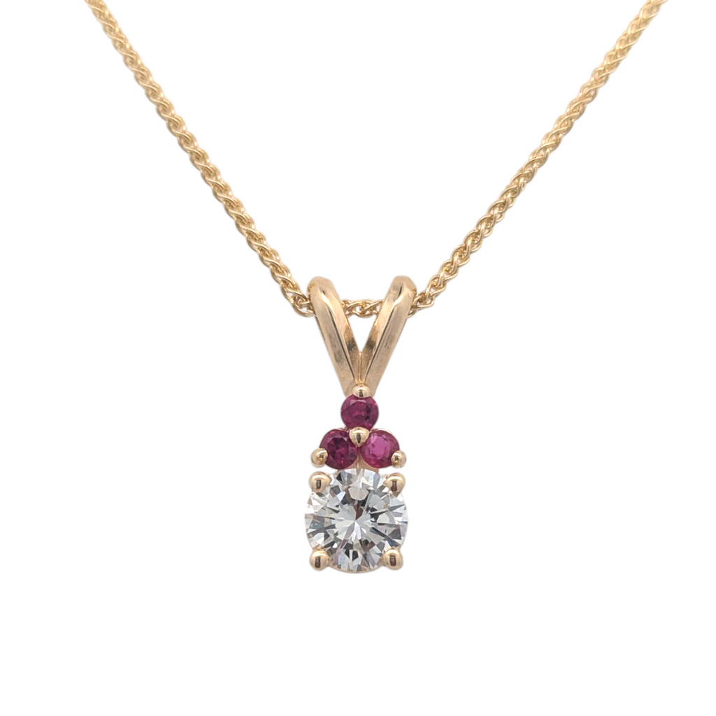 Gemstone-Accented Diamond Pendant in 14K Gold