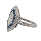 White Gold, Marquise Diamond, and Sapphire Cocktail Ring