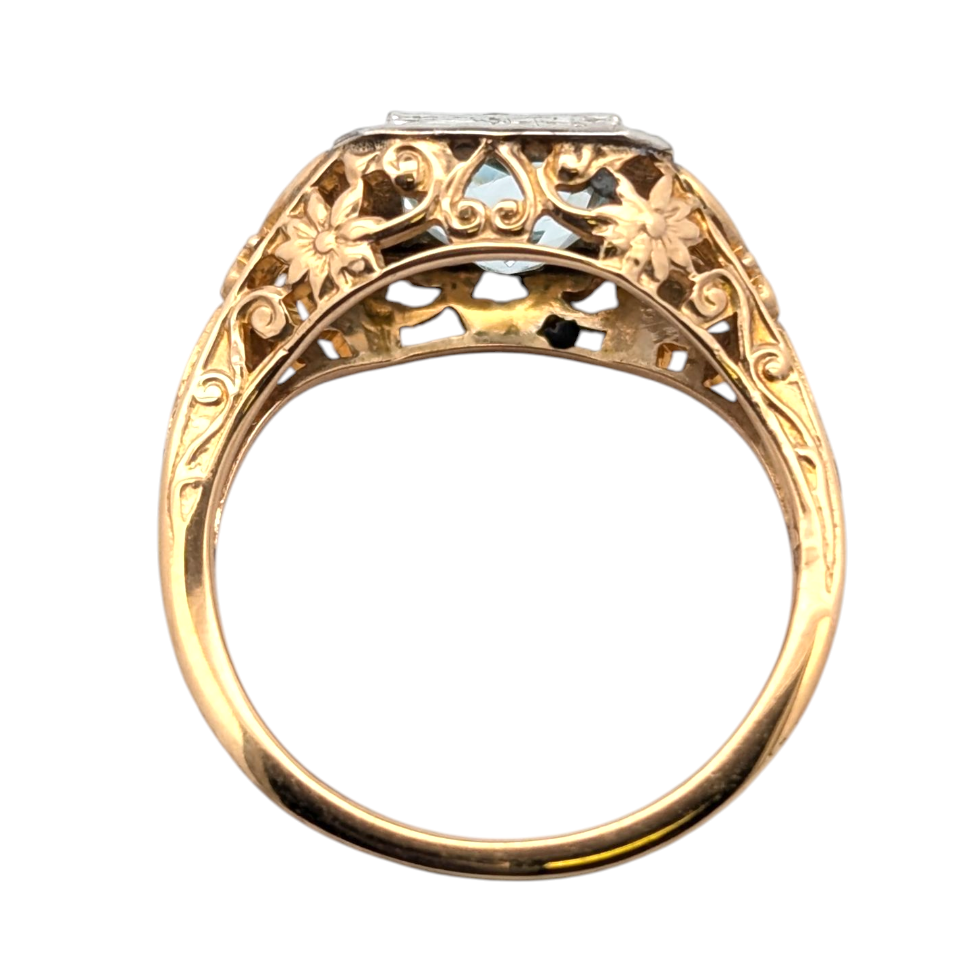 Vintage 14K Two-Tone Gold Aquamarine Ring