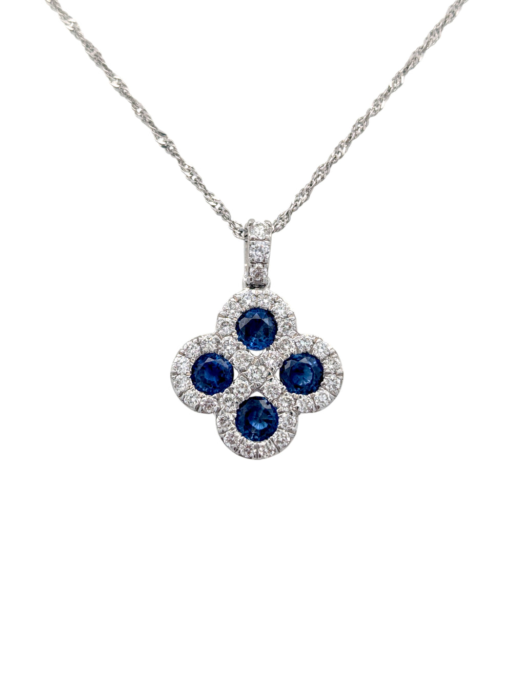 Diamond and Sapphire Clover Pendant