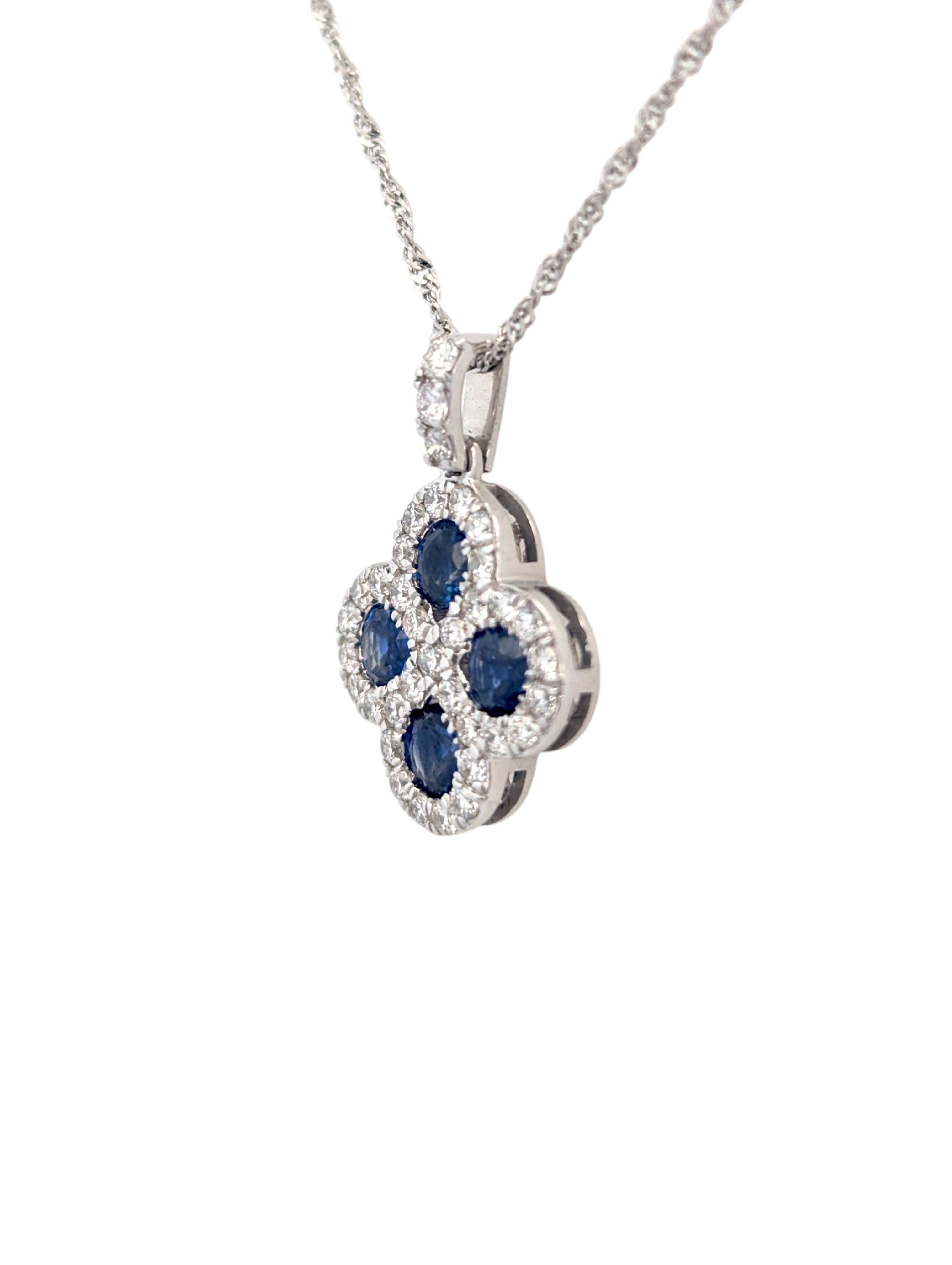 Diamond and Sapphire Clover Pendant
