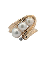Vintage Pearl and Diamond Cocktail Ring