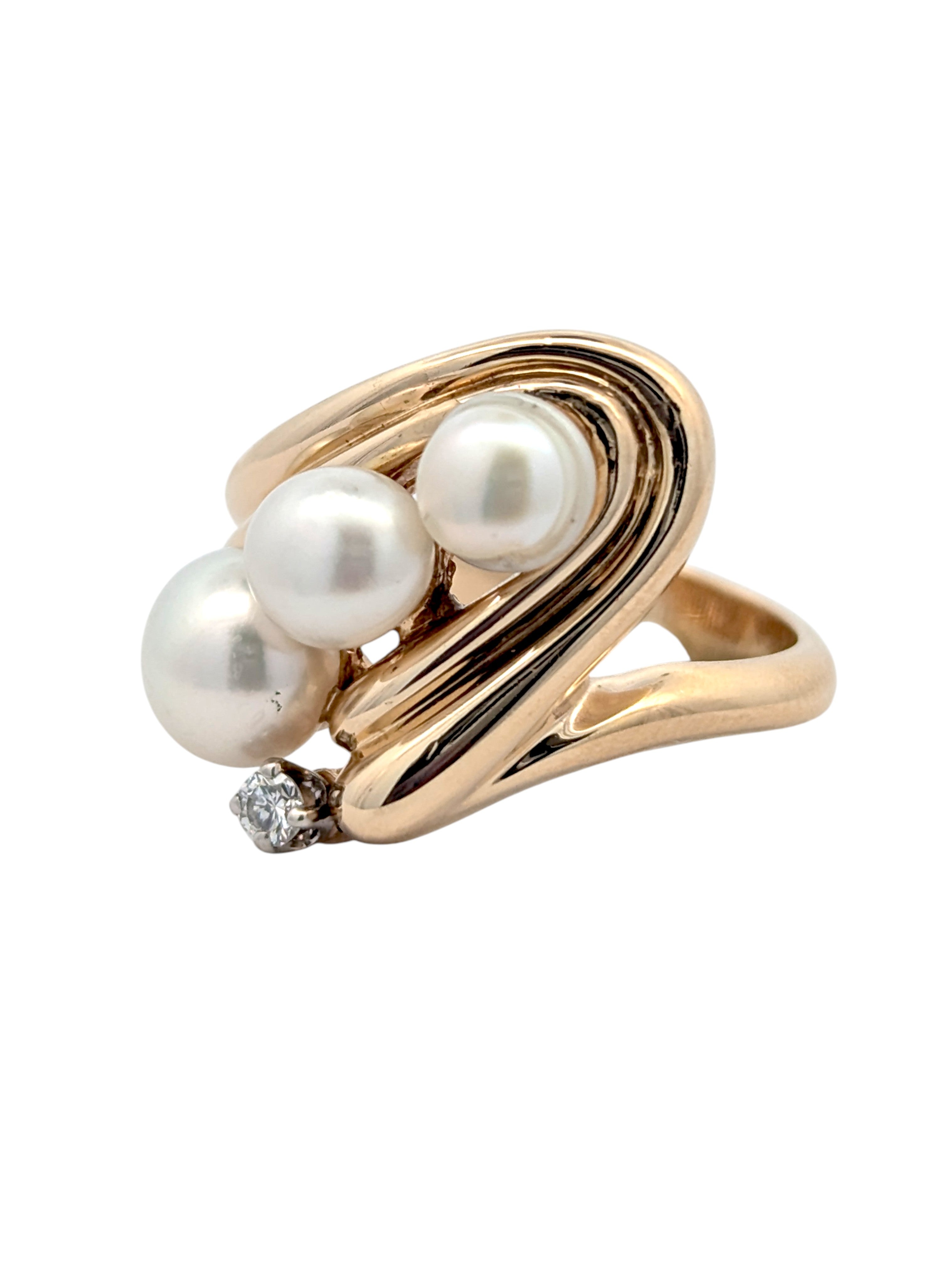 Vintage Pearl and Diamond Cocktail Ring