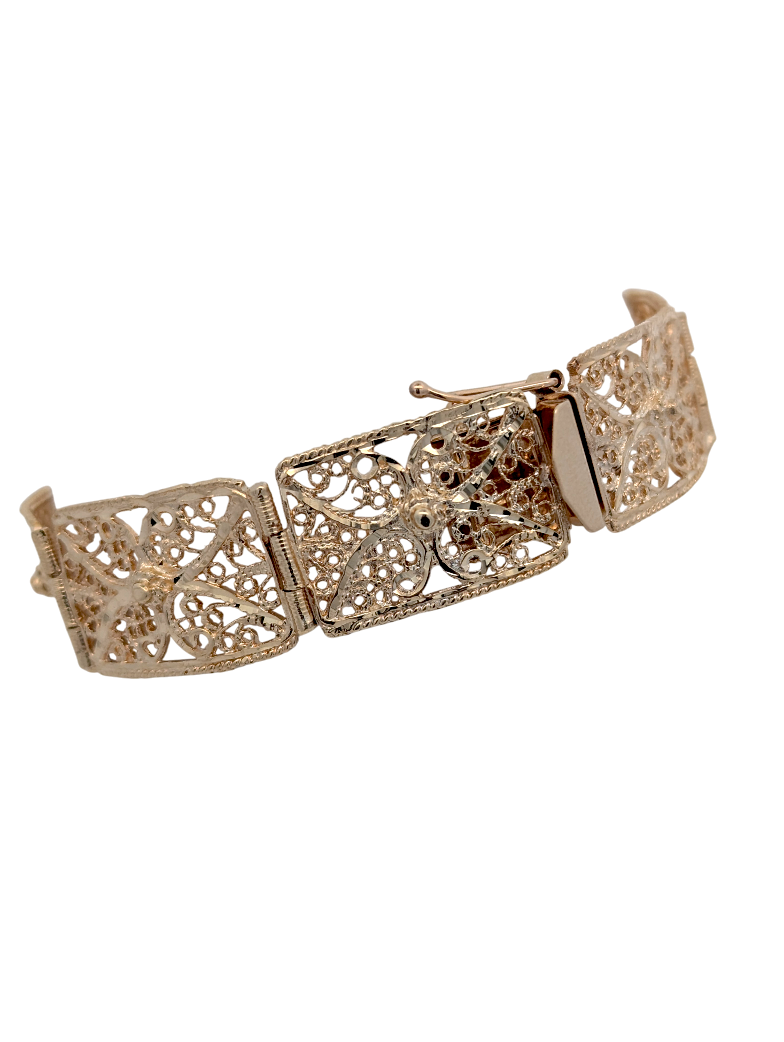 Vintage 14K Yellow Gold Filigree Bracelet