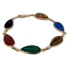 Unique Pear-Shaped Scarab Bracelet in 14K Yellow Gold