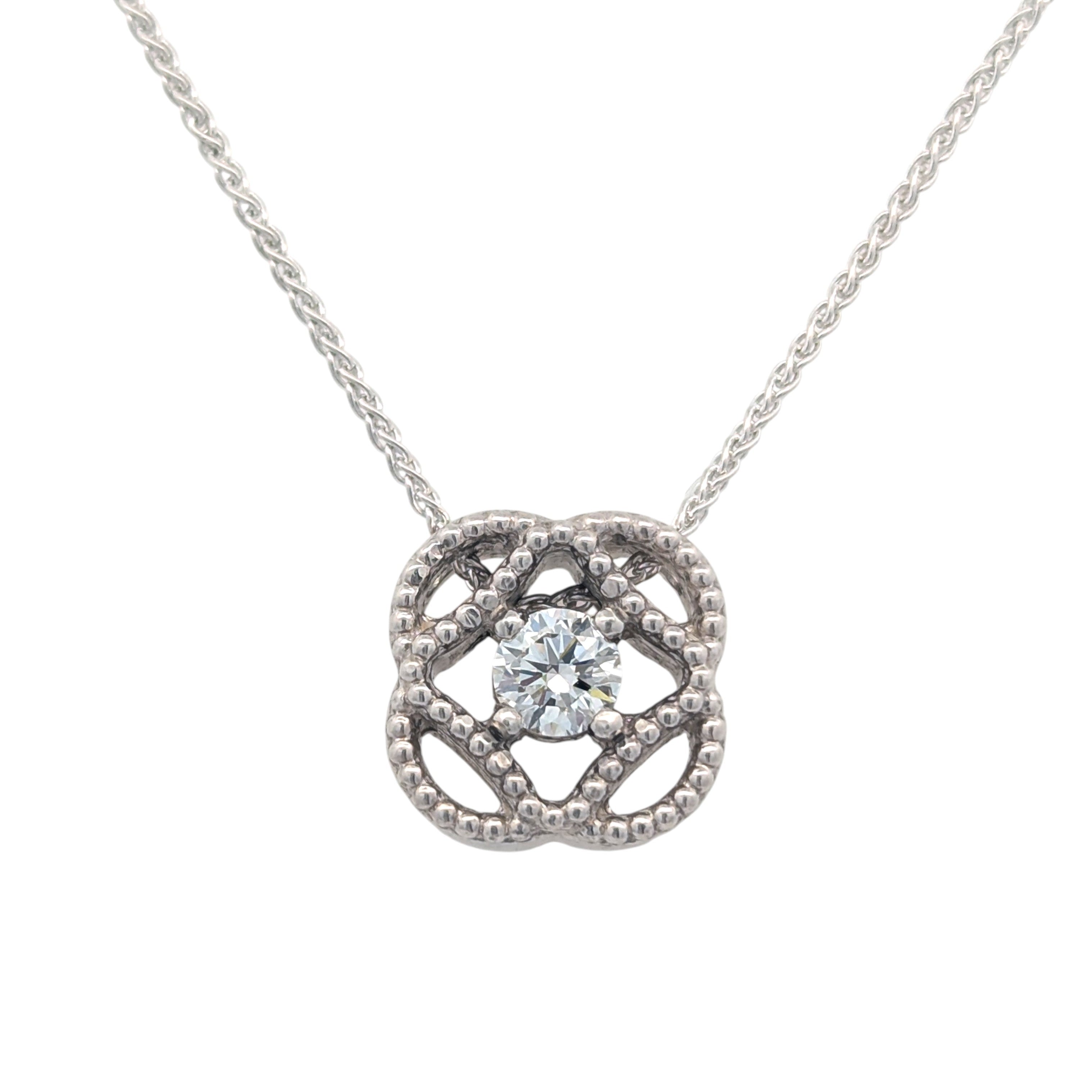 Diamond Millgrain Clover Pendant