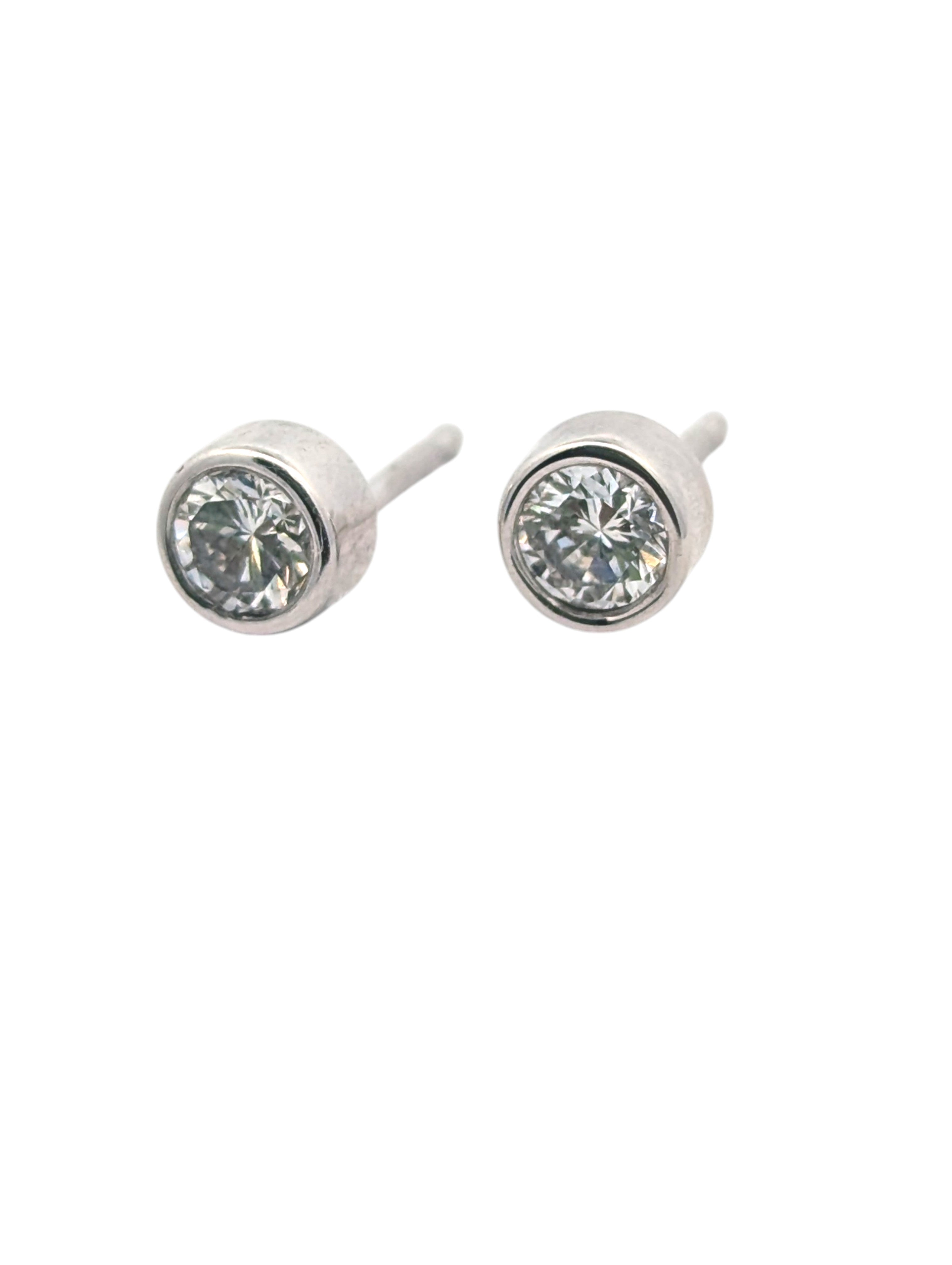 Bezel Set Diamond Stud Earrings