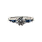 White Gold, Sapphire, and Lab Diamond Ring