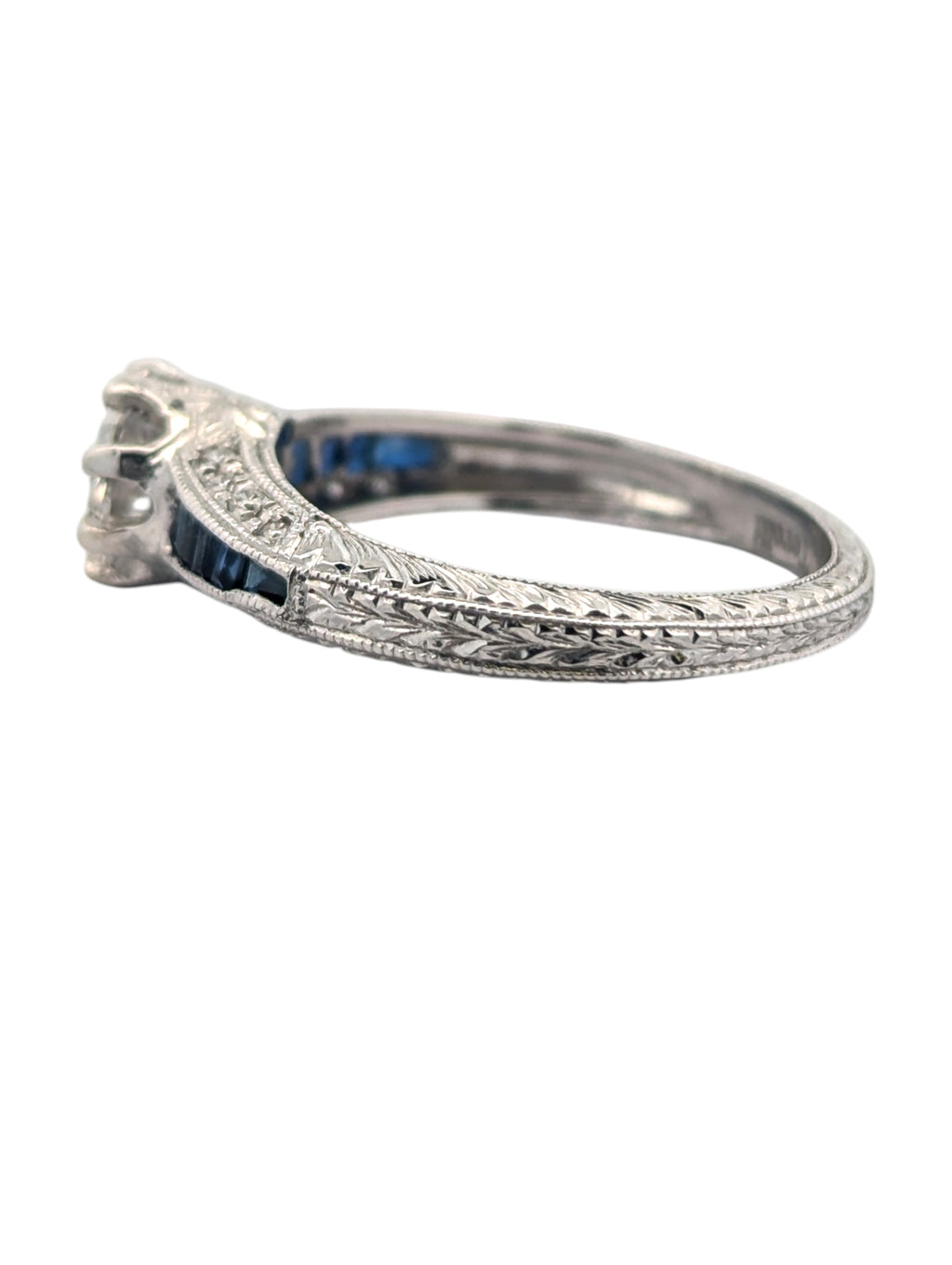 White Gold, Sapphire, and Lab Diamond Ring
