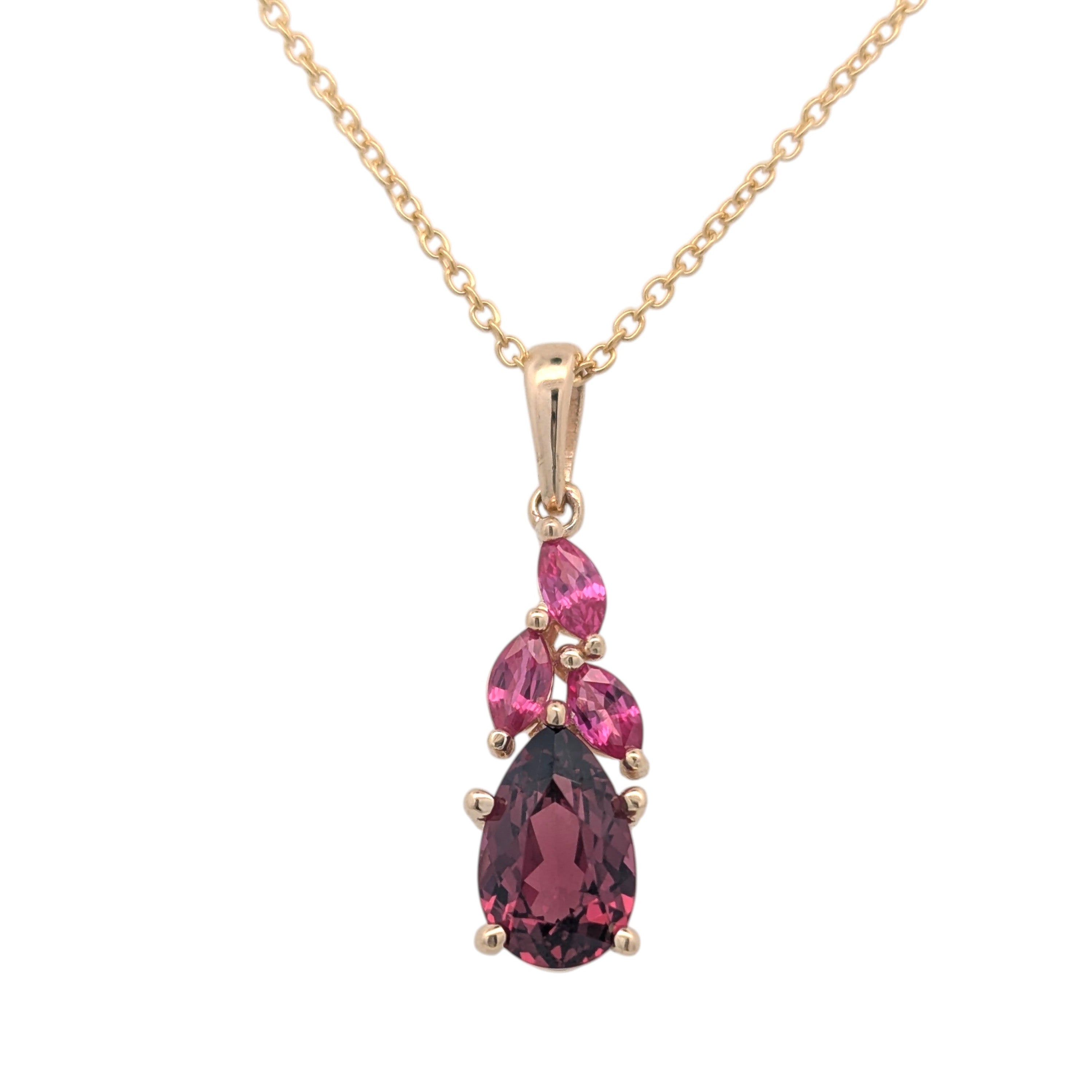 14K Gold Floral Gemstone Pendant