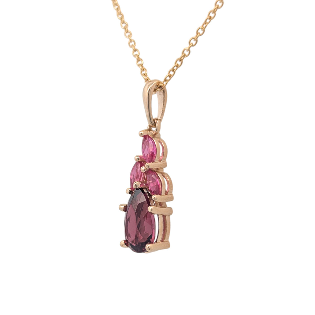 14K Gold Floral Gemstone Pendant