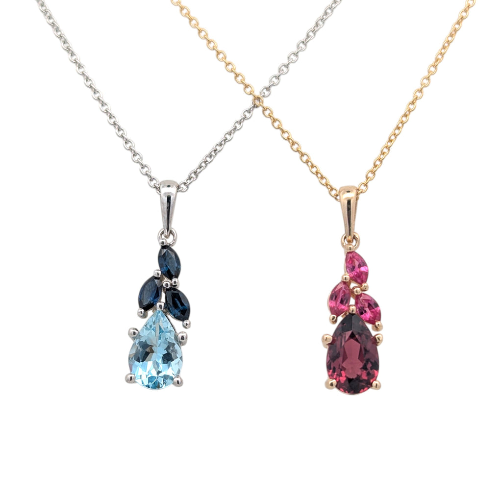 14K Gold Floral Gemstone Pendant