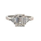 Platinum and Emerald Cut Diamond Engagement Ring GIA Certified