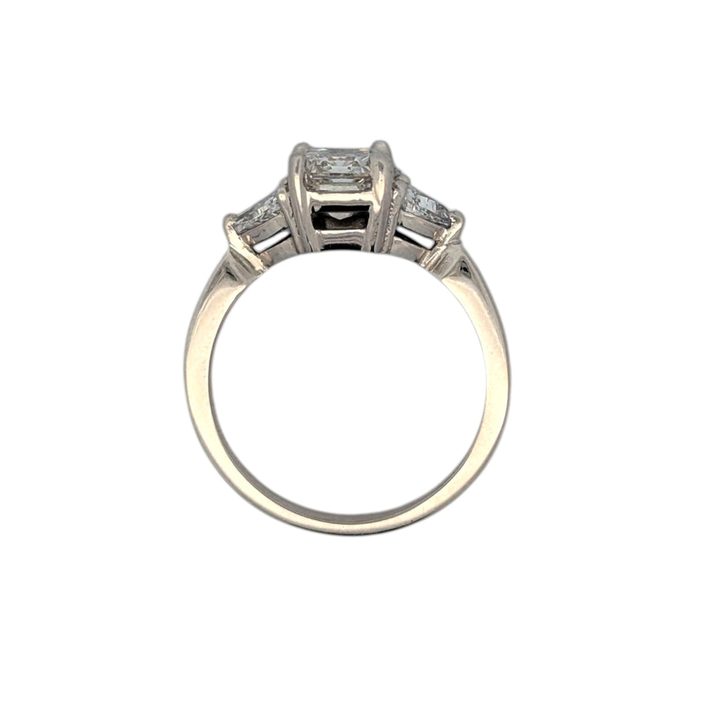 Platinum and Emerald Cut Diamond Engagement Ring GIA Certified