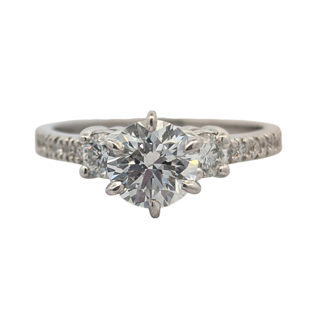 14K White Gold and D-Color Round Diamond Engagement Ring GIA Certified