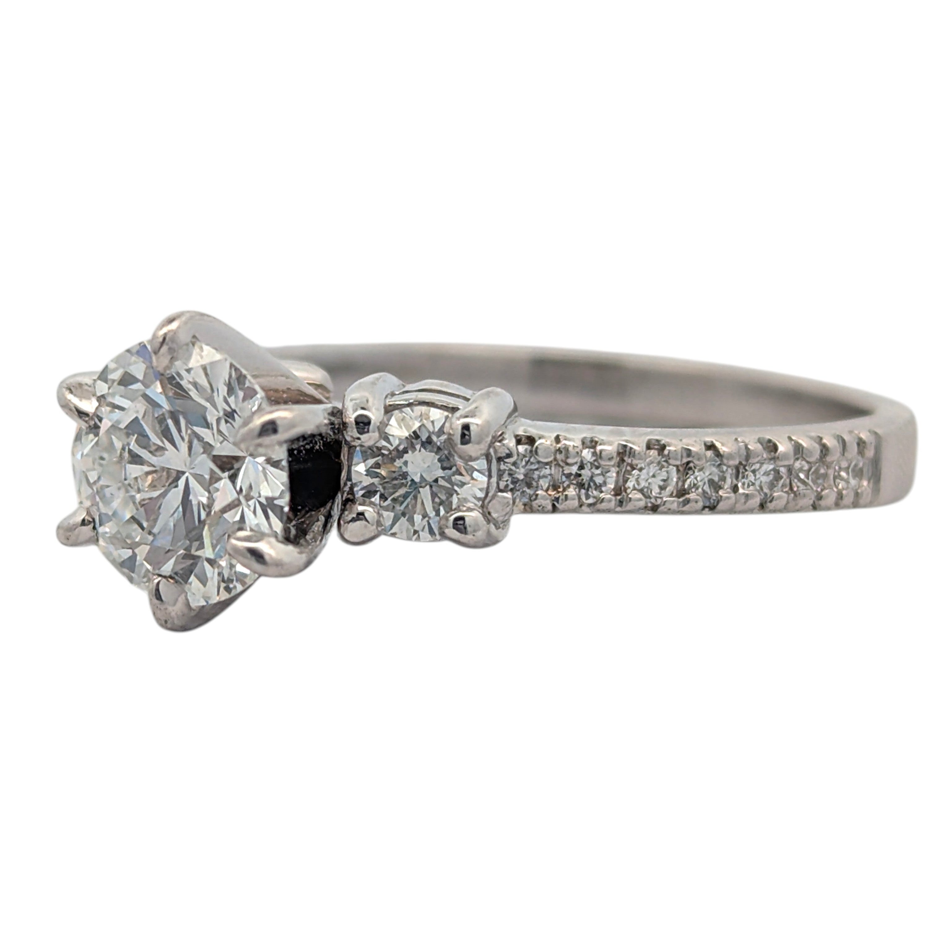14K White Gold and D-Color Round Diamond Engagement Ring GIA Certified