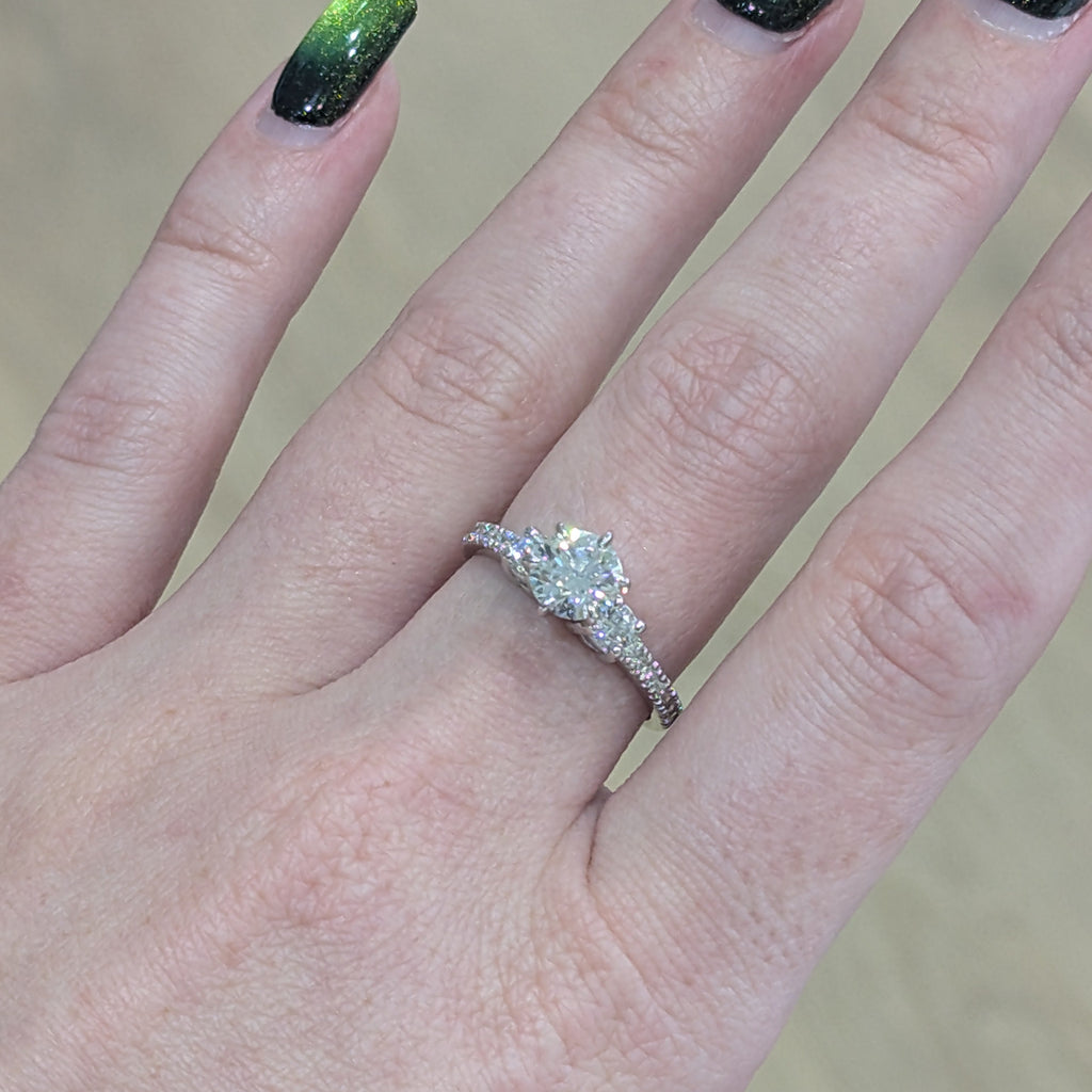 14K White Gold and D-Color Round Diamond Engagement Ring GIA Certified