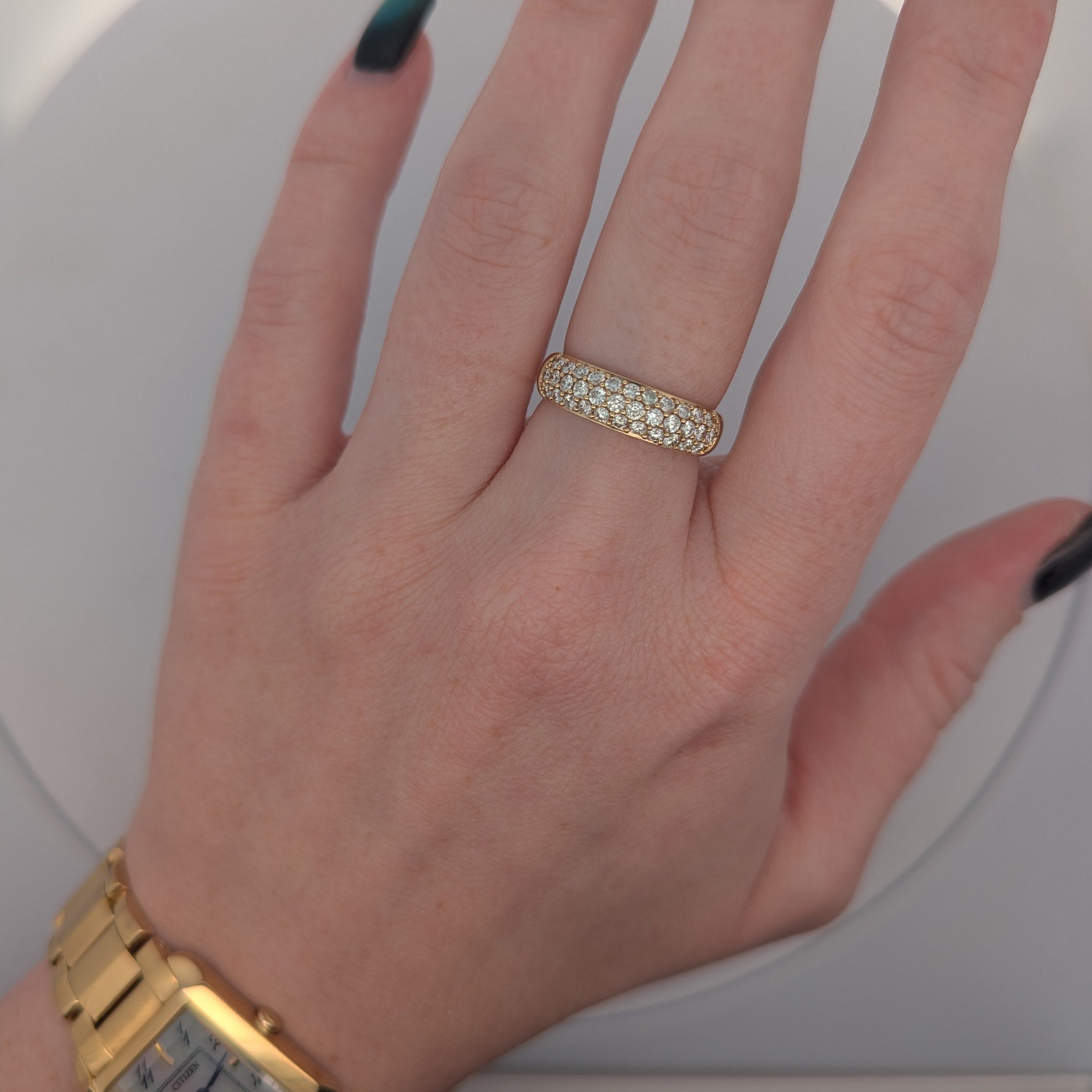 14K Yellow Pave Diamond Band