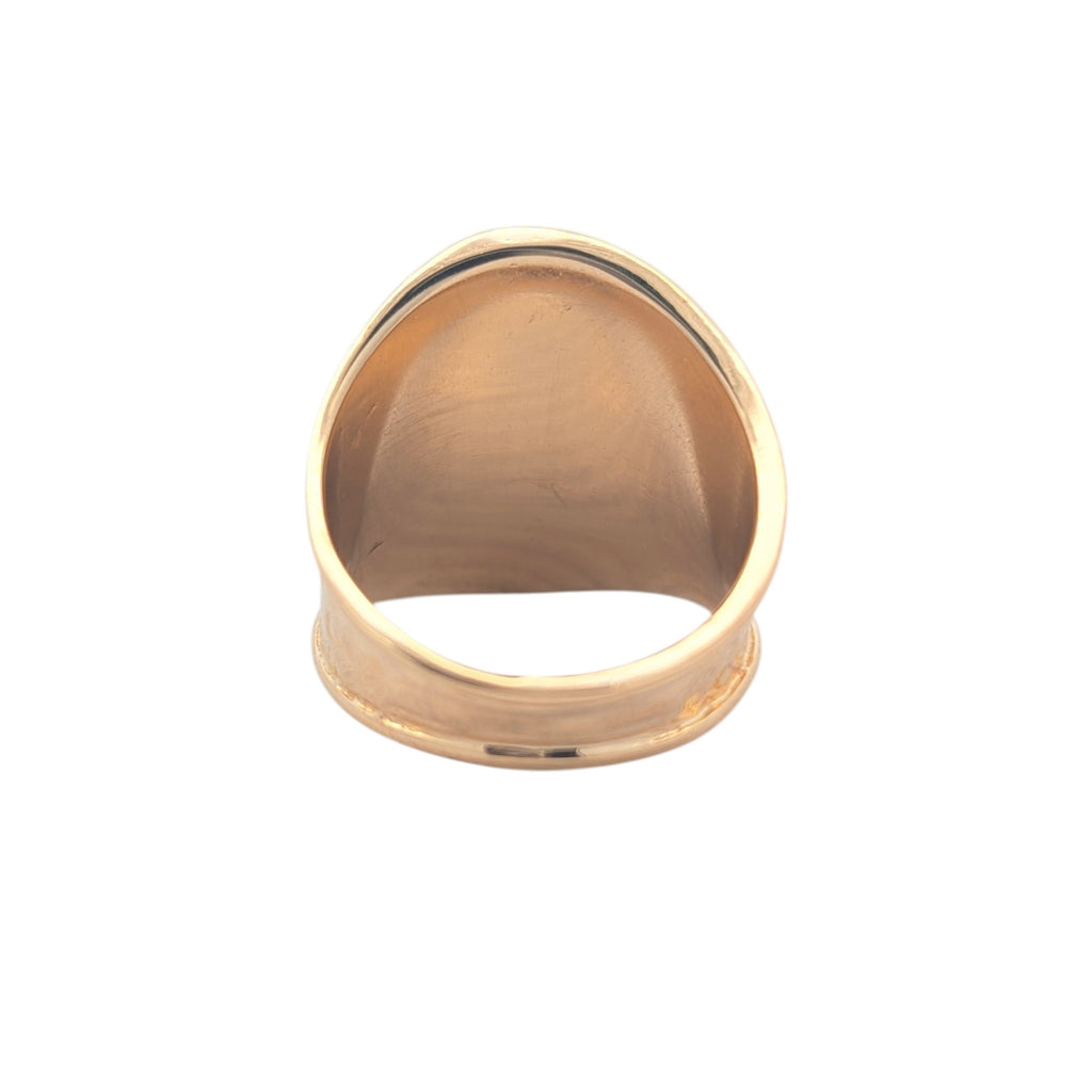 Vintage 14K Yellow Gold Hammer Finish Shield Ring