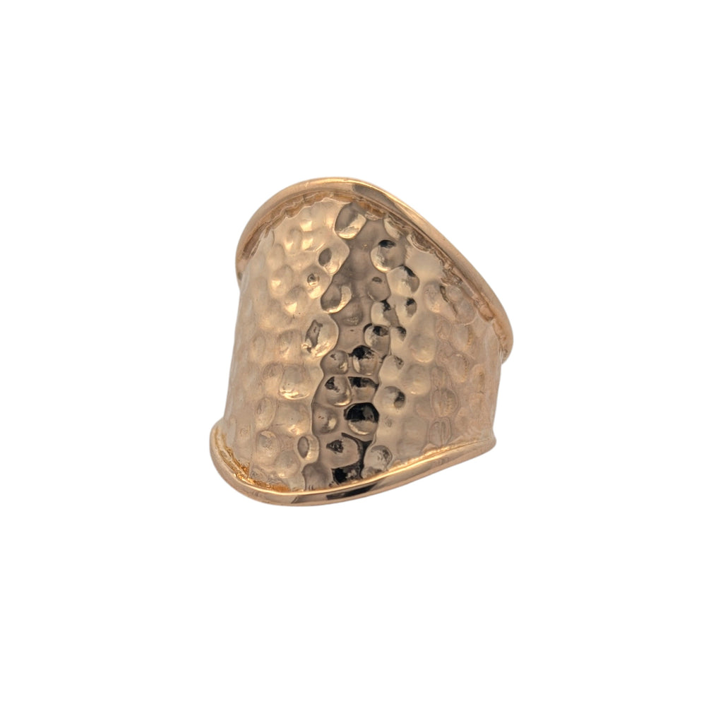 Vintage 14K Yellow Gold Hammer Finish Shield Ring