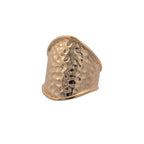 Vintage 14K Yellow Gold Hammer Finish Shield Ring