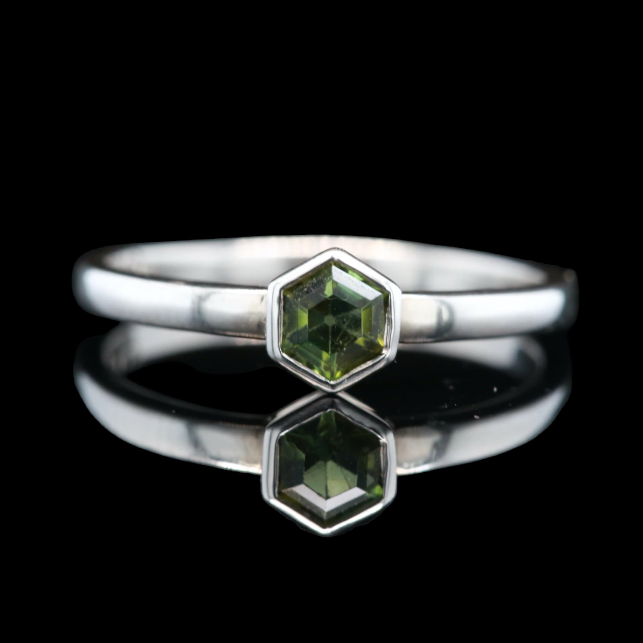 Serena Ring with Hexagon-cut Green Tourmaline in Sterling Silver