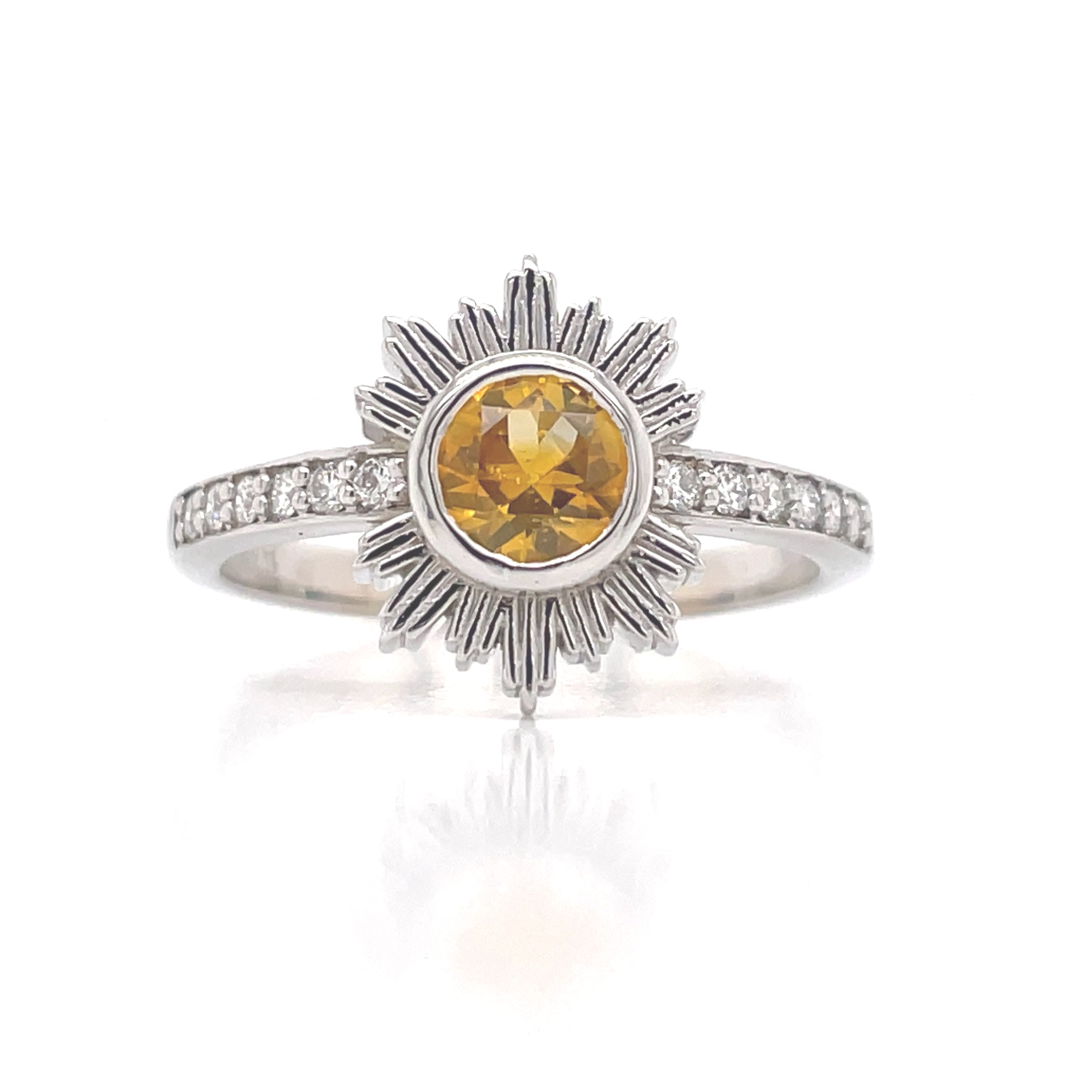 Alessia Ring Yellow Sapphire & Diamonds in 14k White Gold