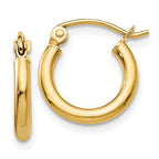 14K Gold Plain Hoop Earrings - Multiple Sizes