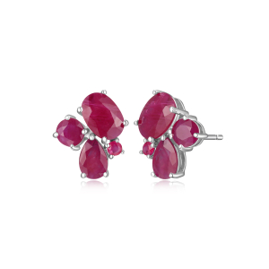 Sterling Silver Cluster Gemstone Earrings
