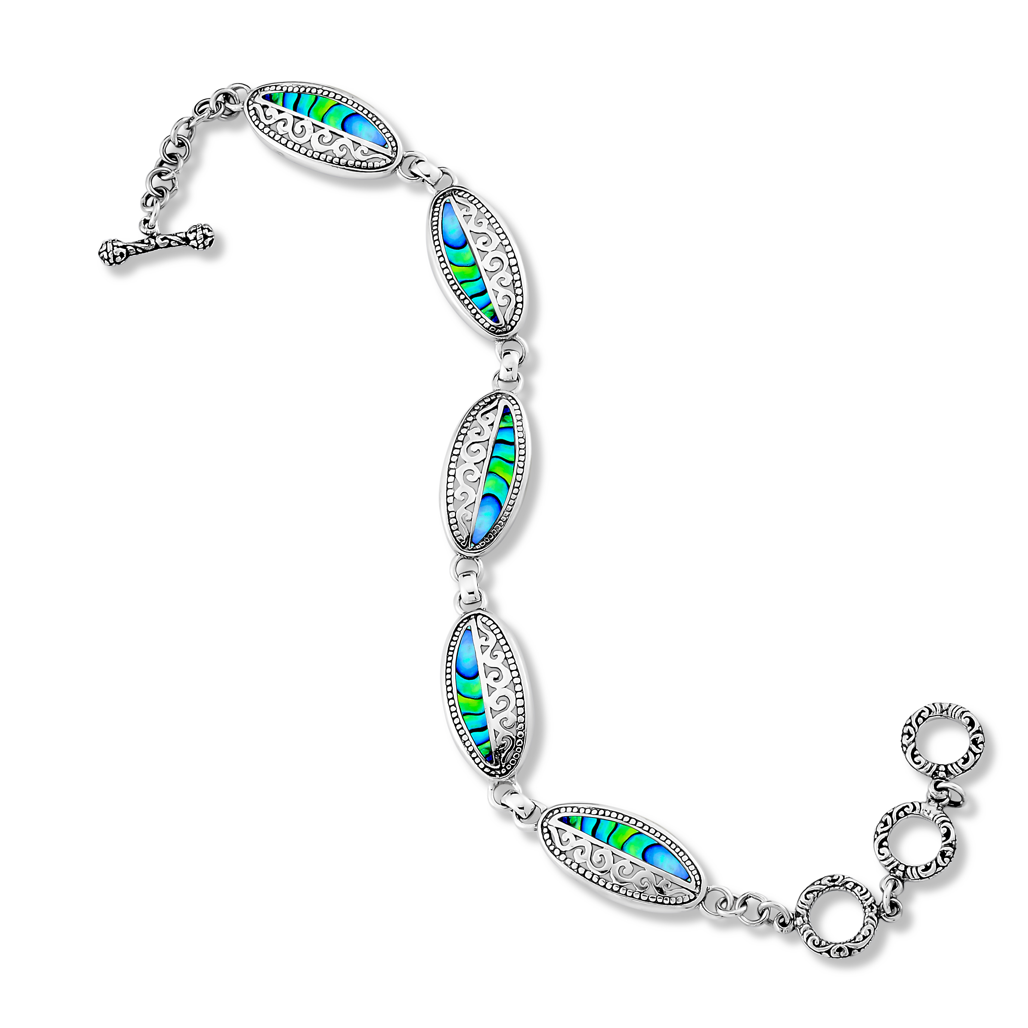 Sterling Silver and Gemstone Inlay Bracelet