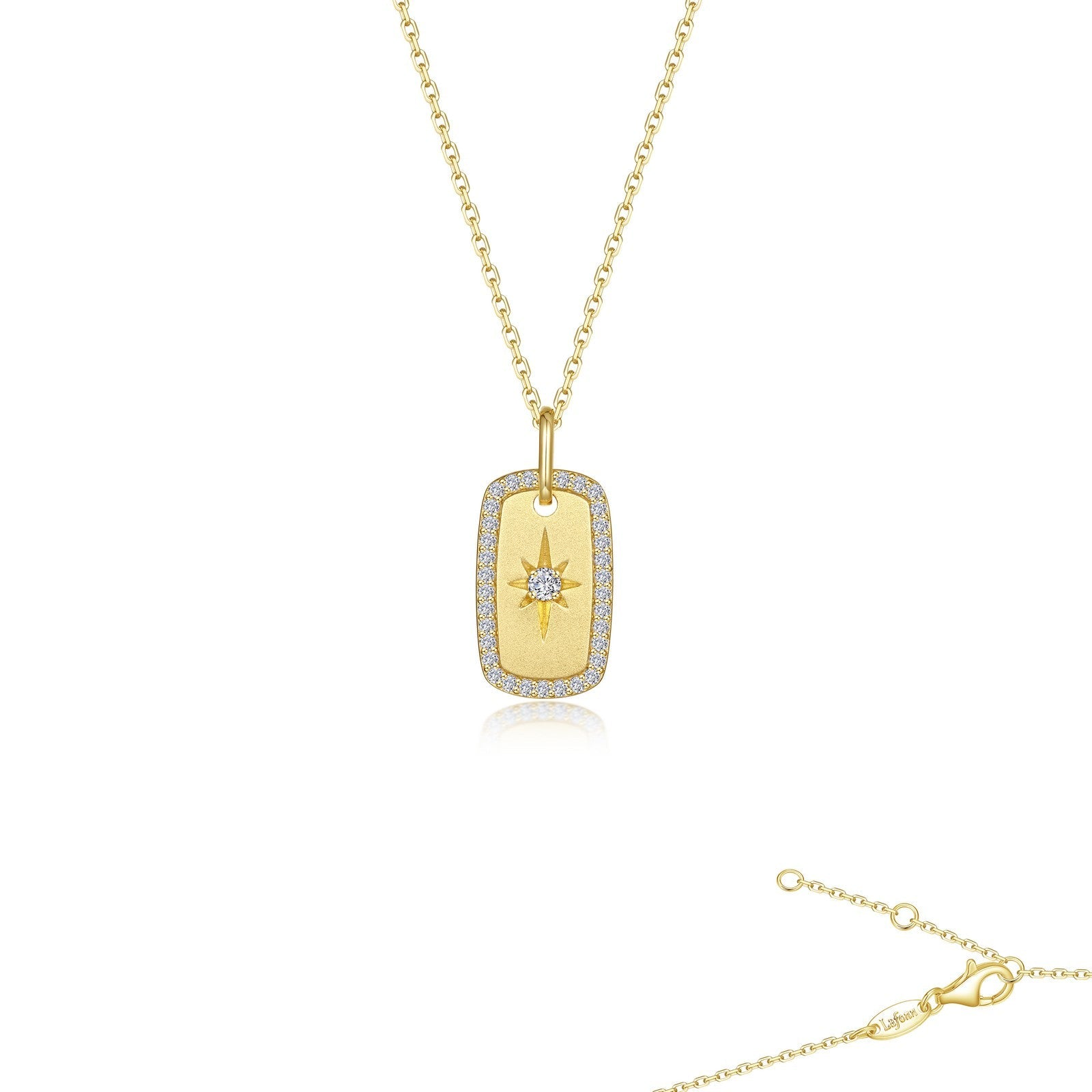 Gold Tone Dog Tag Necklace