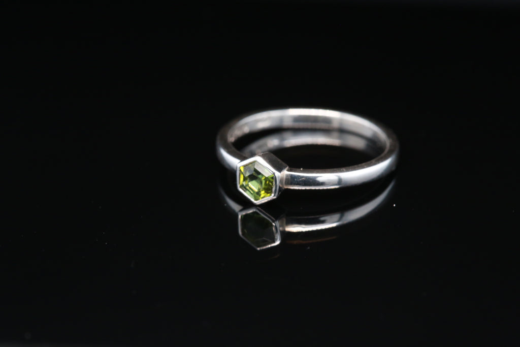 Serena Ring with Hexagon-cut Green Tourmaline in Sterling Silver