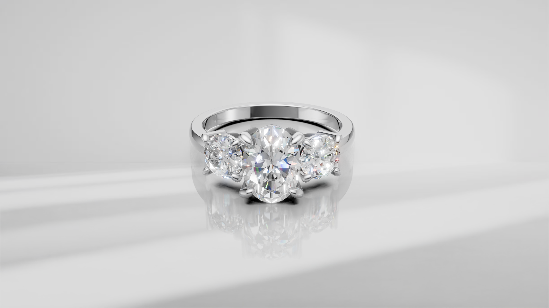 Three Stone Ring in 14K Yellow Gold [Made to Order]