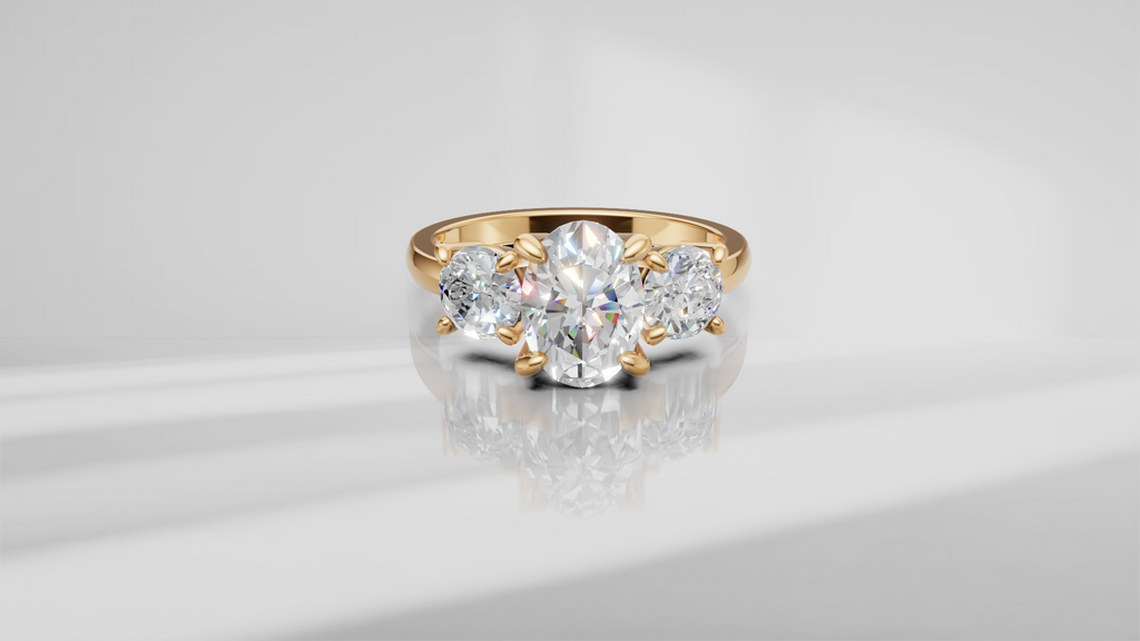 Three Stone Ring in 14K Yellow Gold [Made to Order]