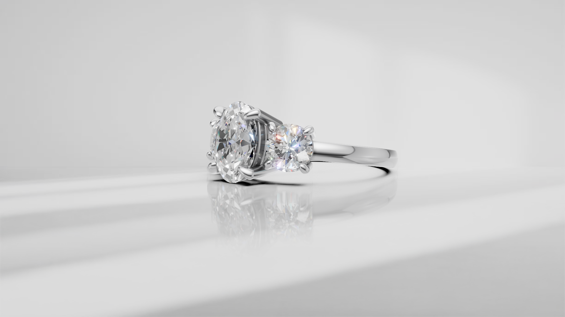 Three Stone Ring in 14K Yellow Gold [Made to Order]
