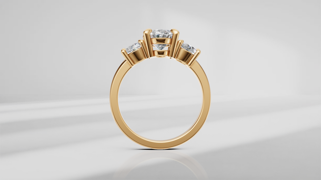 Three Stone Ring in 14K Yellow Gold [Made to Order]