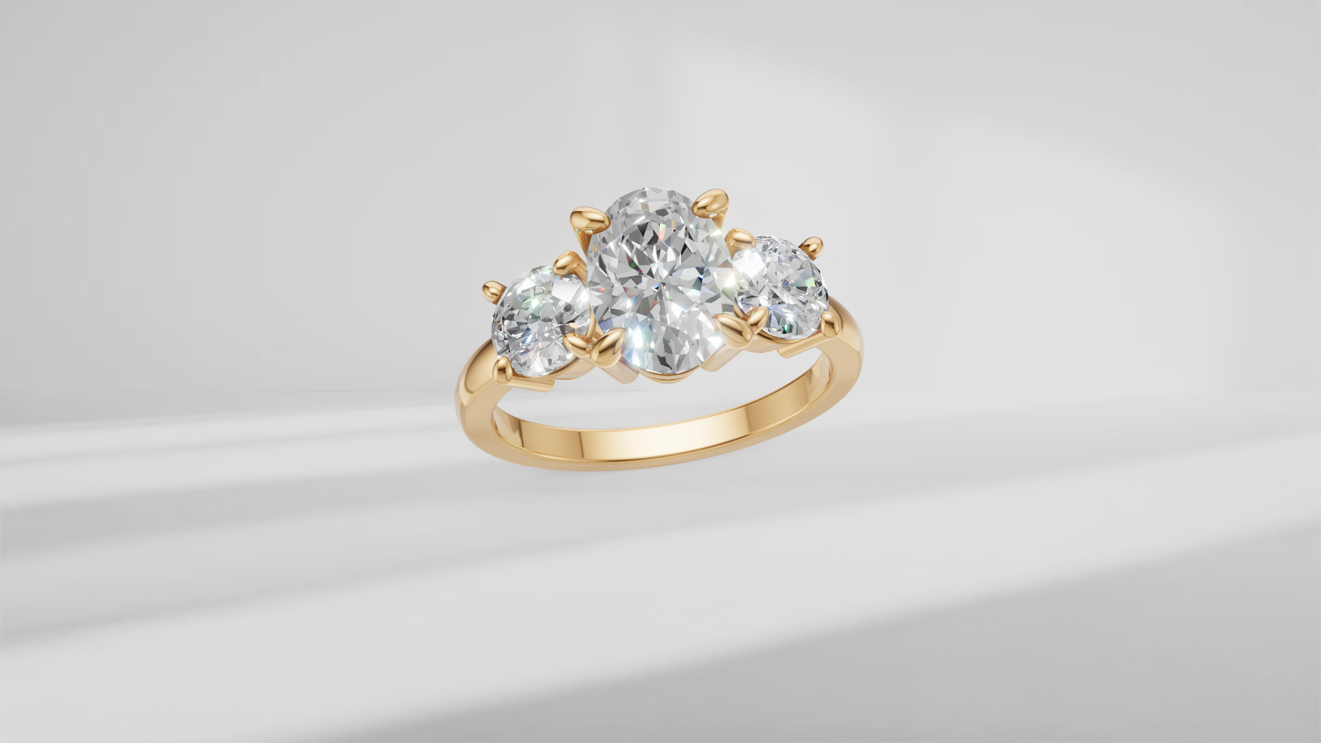 Three Stone Ring in 14K Yellow Gold [Made to Order]