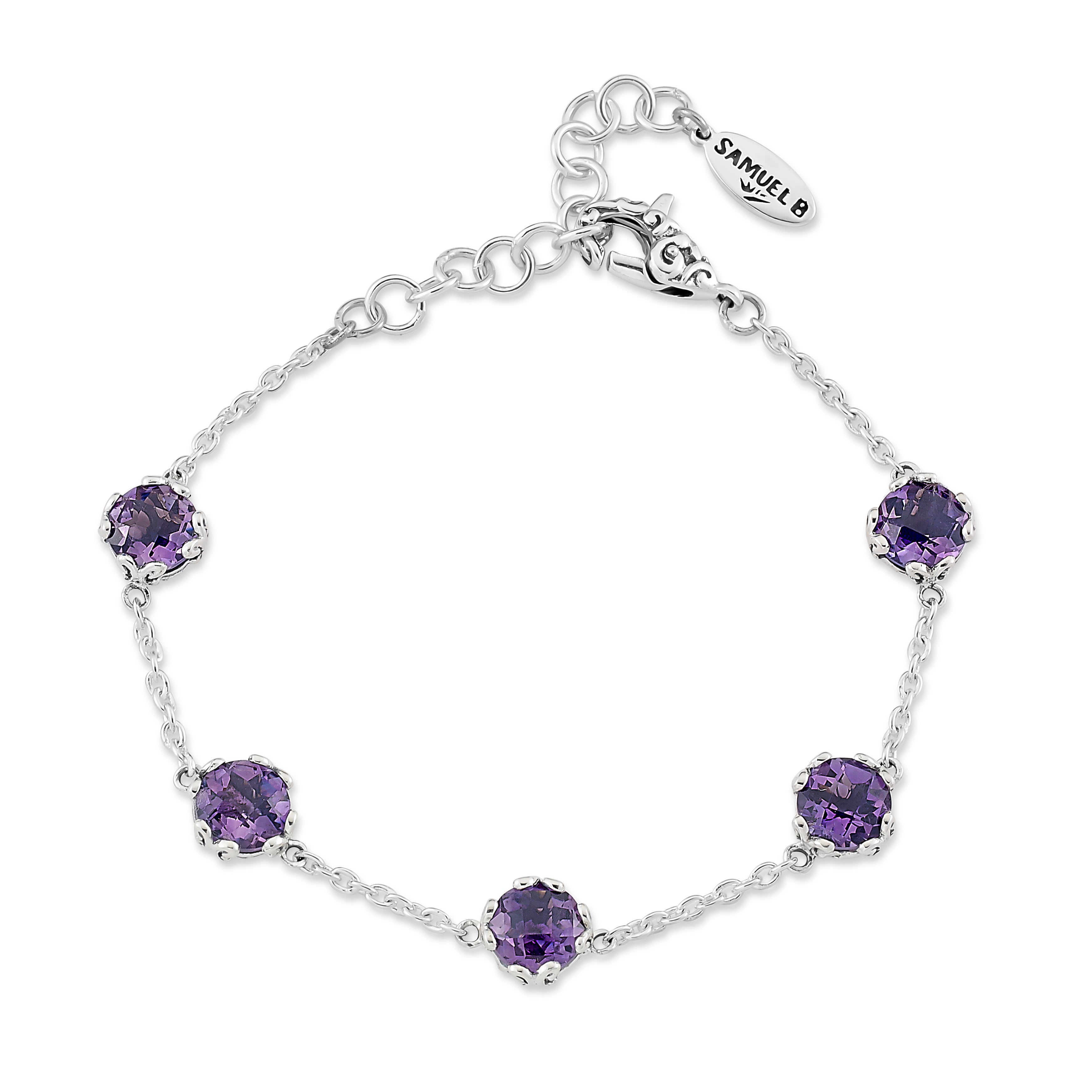 Sterling Silver Gemstone Station Bracelet